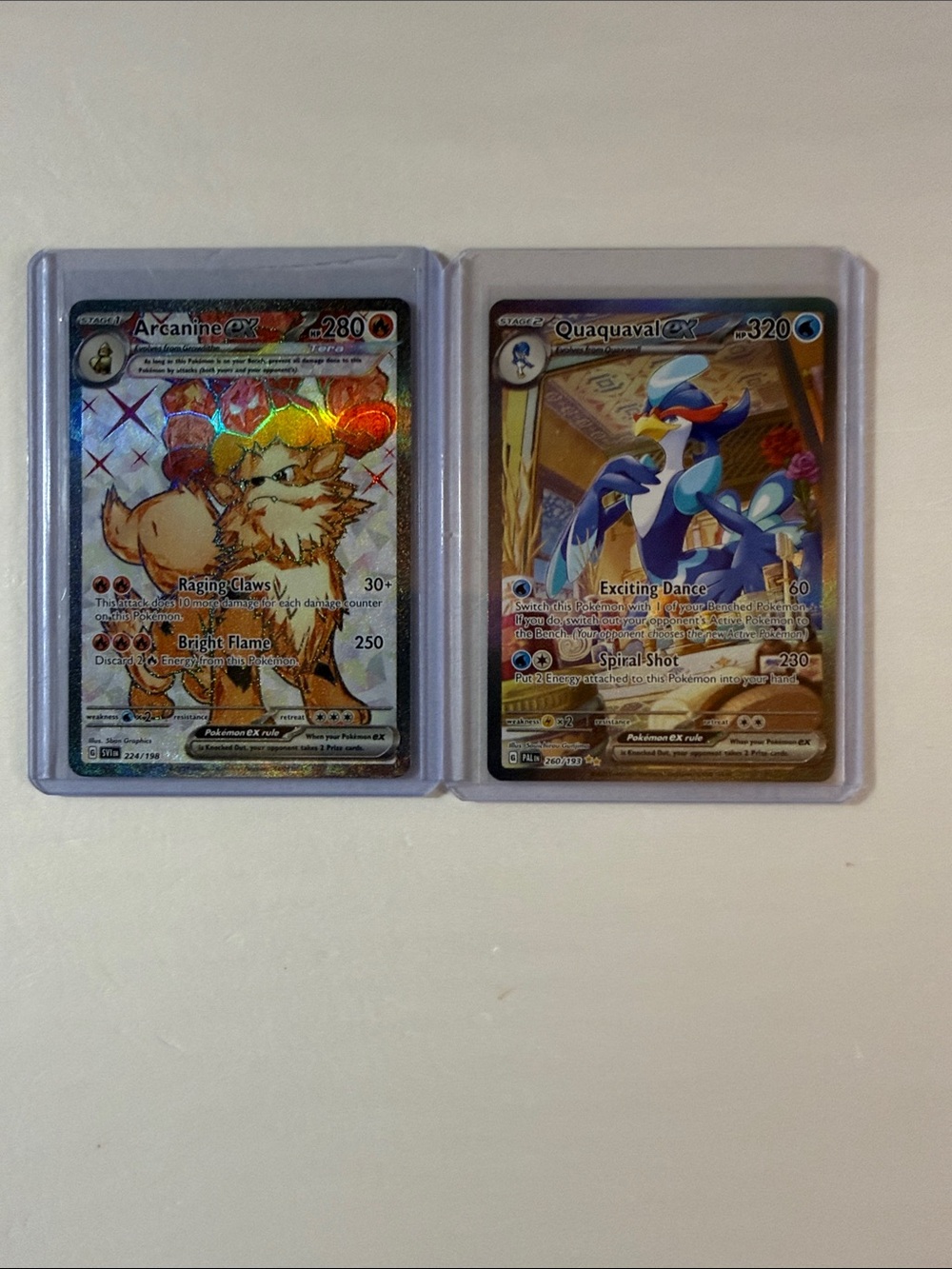 Pokemon Arcanine EX Orange & Quaxly EX Blue Holo Trading Cards